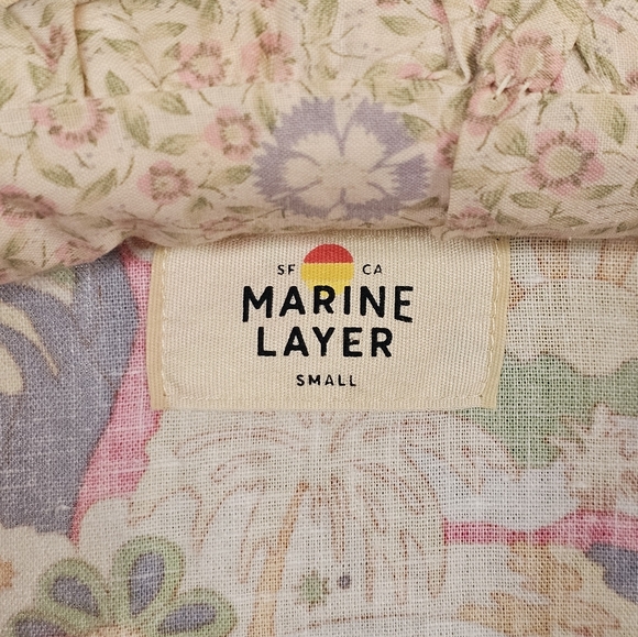 Marine Layer Women's Groovy Button Down Cropped Short Sleeve Shirt - Picture 5 of 5